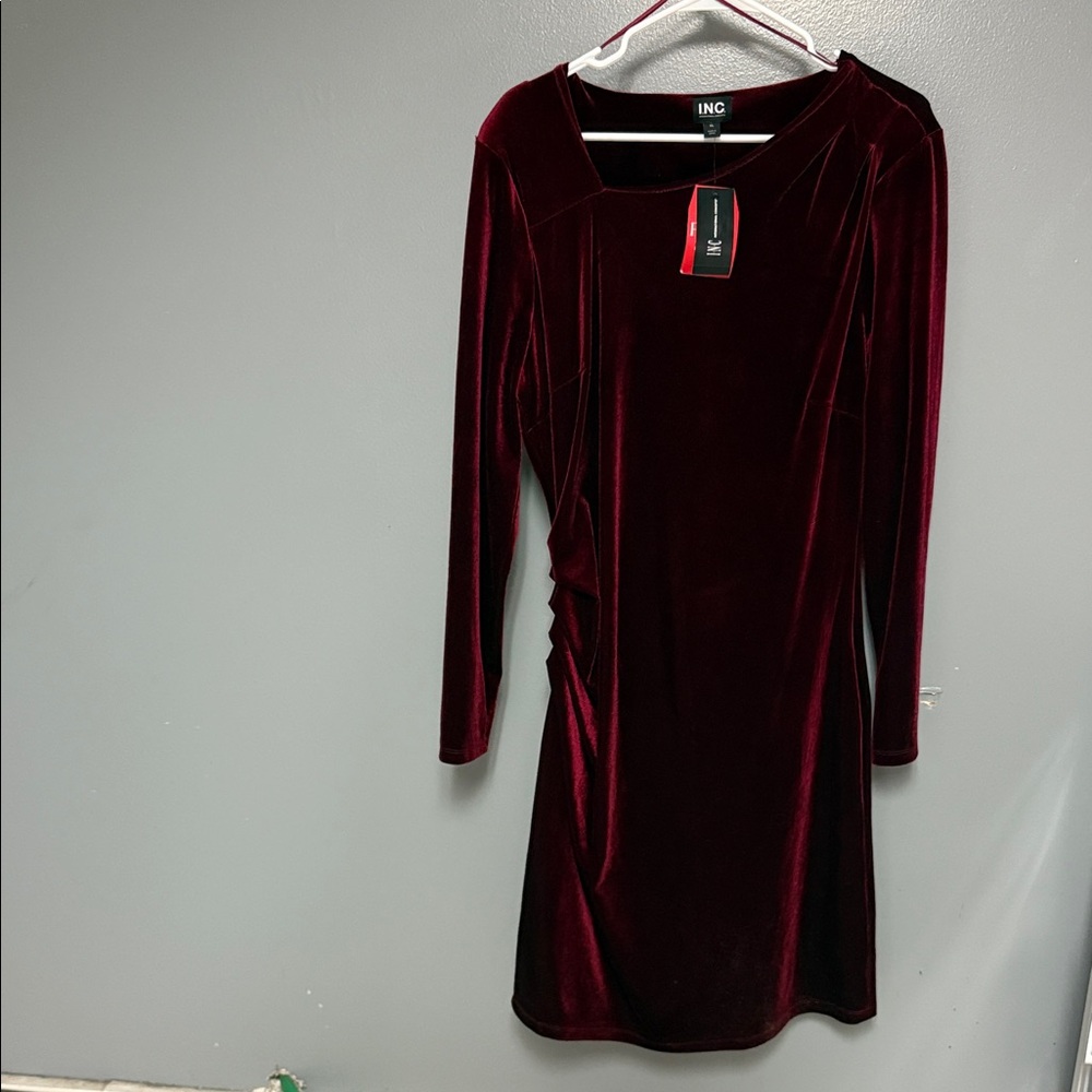 INC International Concepts Deep Red Velvet Dress